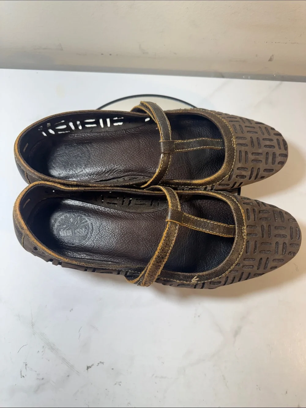 🚫SOLD🚫Timberland Brown Laser-Cut Mary Jane Flats - Women’s Size 8W - Picture 7 of 10